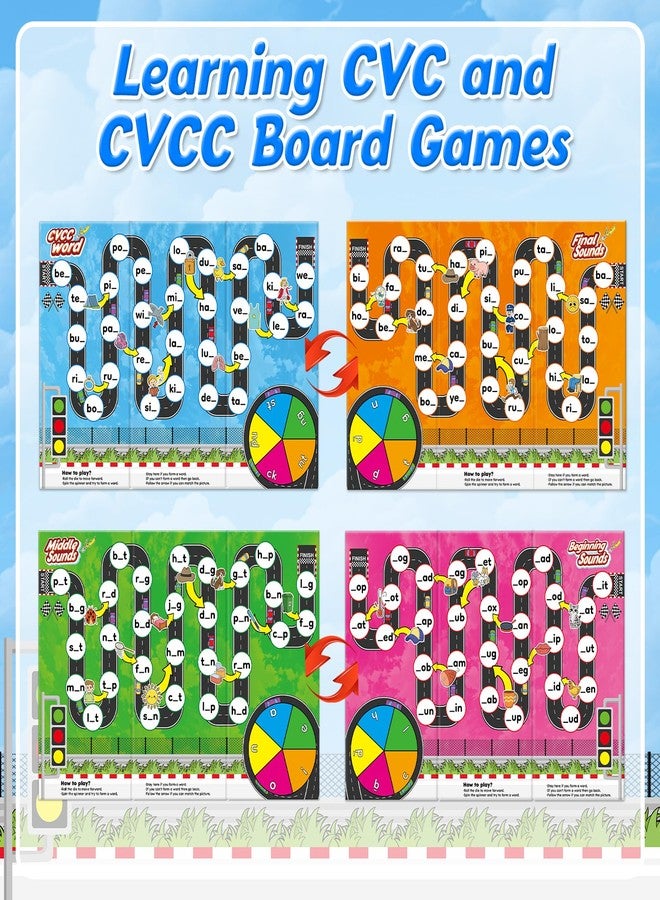 Broytain Phonics Board Games for Kids,Educational Learning CVC and CVCC Board Games for Boys and Girls,Reading and Spelling Word Games Ages 4 5 6,Classroom Travel Indoor Outdoor Family Games - Image 4